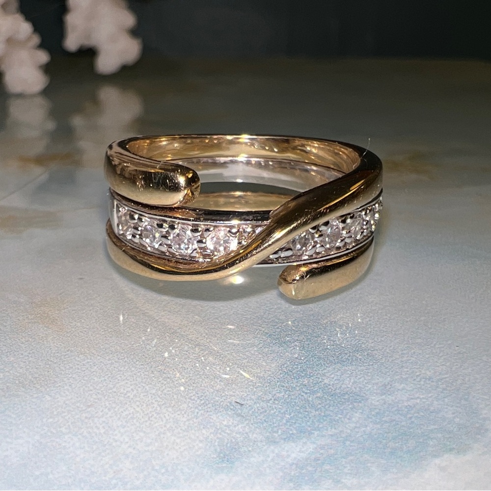 LIA SOPHIA Two Tone Wrap CZ Band Ring